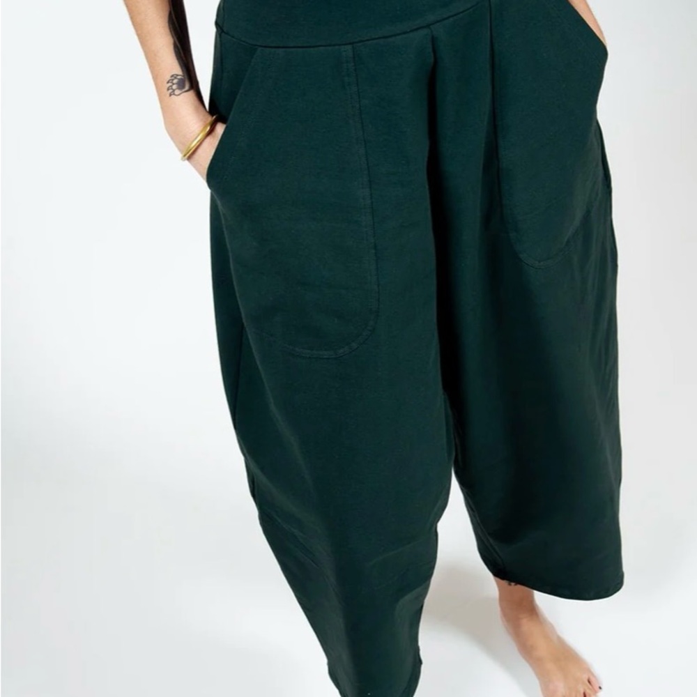 Manners London Puff Pants Tall in Forest Green Cotton Street Wear size L NWOT - Picture 3 of 9